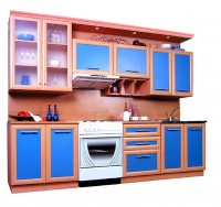 Кухонный гарнитур №4 фасад МДФ рамка вишня+синий