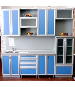 Кухонный гарнитур №7 фасад МДФ рамка металлик+синий