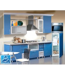 Кухня №6 ЛДСП в алюминиевом профиле синяя 2-50