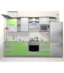 Кухонный гарнитур №5 ЛДСП в алюминиевом профиле лайм