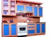 Кухонный гарнитур №4 фасад МДФ рамка вишня+синий